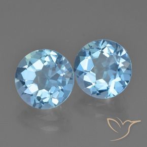 Gemme di Topazio Blu svizzero naturale da 4.84 ct, Rotondo, VVS-VS
