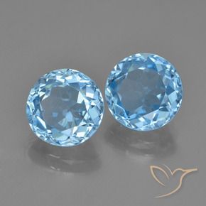 Gemme di Topazio Blu svizzero naturale da 5.14 ct, Rotondo, VVS-VS