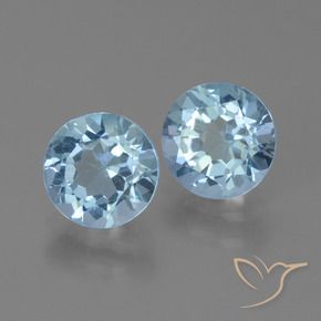 Gemme di Topazio Celeste naturale da 4.92 ct, Rotondo, VVS-VS