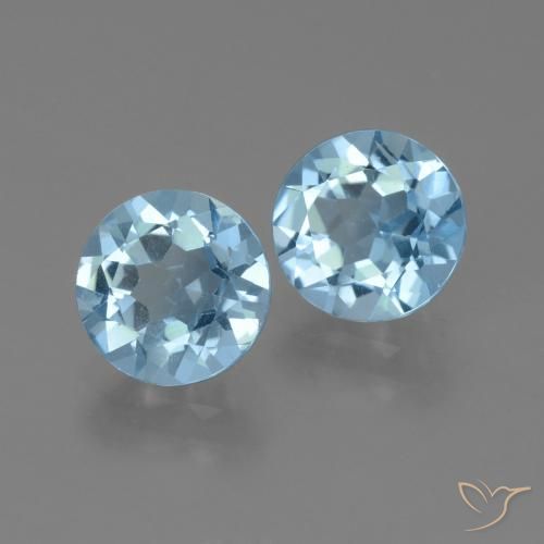 Gemme di Topazio Celeste naturale da 4.58 ct, Rotondo, VS