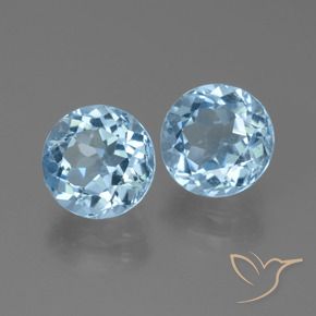 Gemme di Topazio Celeste naturale da 5.22 ct, Rotondo, VS