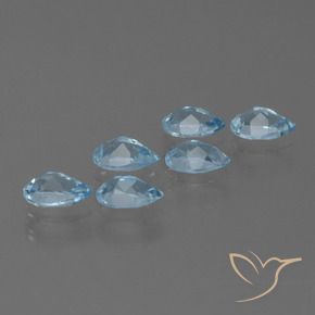 Gemme di Topazio Celeste naturale da 3.67 ct, Forma a pera, VS