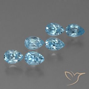 Gemme di Topazio Celeste naturale da 3.55 ct, Forma a pera, VS