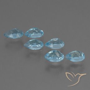 Gemme di Topazio Celeste naturale da 3.55 ct, Forma a pera, VS