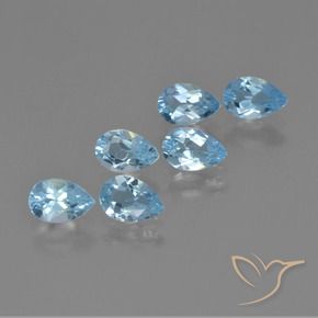 Gemme di Topazio Celeste naturale da 2.85 ct, Forma a pera, VS