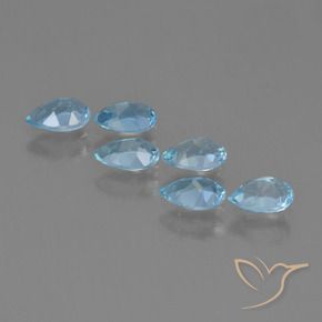 Gemme di Topazio Celeste naturale da 2.85 ct, Forma a pera, VS