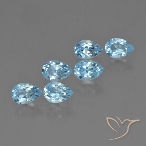 Gemme di Topazio Celeste naturale da 3.36 ct, Forma a pera, VS