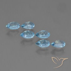 Gemme di Topazio Celeste naturale da 3.36 ct, Forma a pera, VS