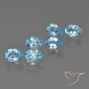 Gemme di Topazio Celeste naturale da 3.26 ct, Forma a pera, VS