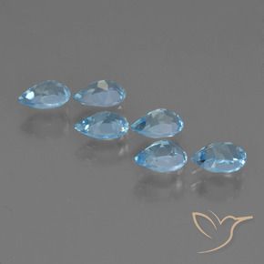Gemme di Topazio Celeste naturale da 3.26 ct, Forma a pera, VS