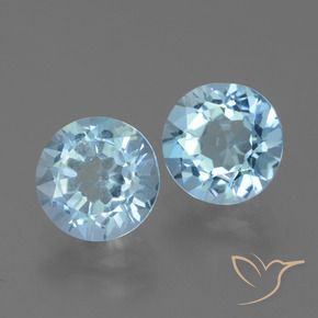 Gemme di Topazio Celeste naturale da 4.85 ct, Rotondo, VVS-VS