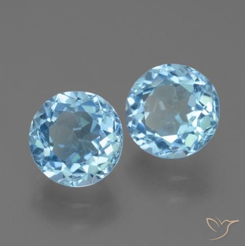 Gemme di Topazio Celeste naturale da 4.97 ct, Rotondo, VS