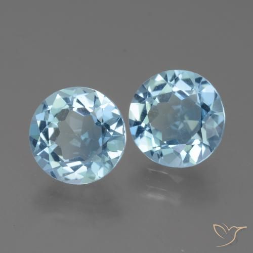 Gemme di Topazio Celeste naturale da 4.50 ct, Rotondo, VS