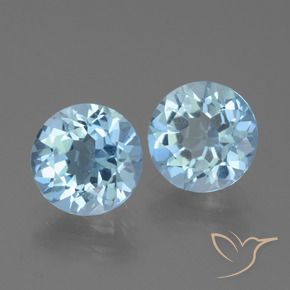 Gemme di Topazio Celeste naturale da 4.31 ct, Rotondo, VVS-VS