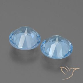 Gemme di Topazio Celeste naturale da 4.31 ct, Rotondo, VVS-VS