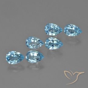 Gemme di Topazio Celeste naturale da 3.53 ct, Forma a pera, VS