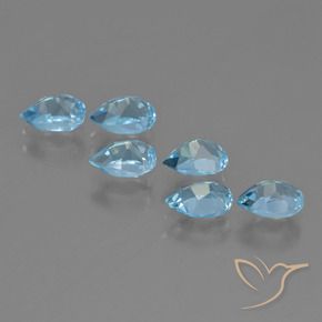 Gemme di Topazio Celeste naturale da 3.53 ct, Forma a pera, VS