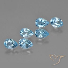 Gemme di Topazio Blu svizzero naturale da 3.53 ct, Forma a pera, VS