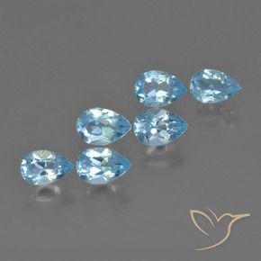 Gemme di Topazio Celeste naturale da 3.15 ct, Forma a pera, VS