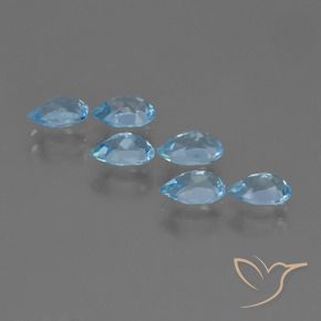 Gemme di Topazio Celeste naturale da 3.15 ct, Forma a pera, VS