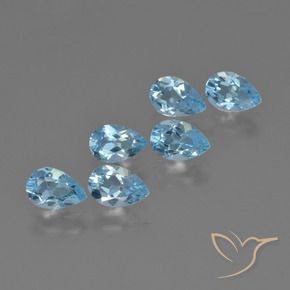 Gemme di Topazio Celeste naturale da 2.92 ct, Forma a pera, VS