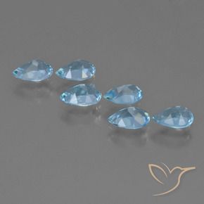 Gemme di Topazio Celeste naturale da 2.92 ct, Forma a pera, VS