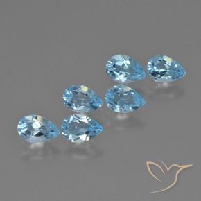 Gemme di Topazio Celeste naturale da 2.93 ct, Forma a pera, VS