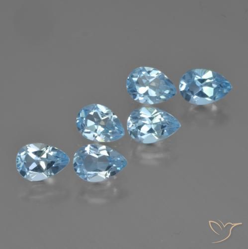 Gemme di Topazio Celeste naturale da 3.23 ct, Forma a pera, VS