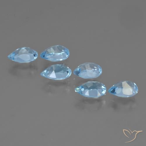 Gemme di Topazio Celeste naturale da 3.23 ct, Forma a pera, VS