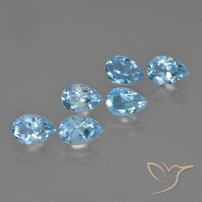 Gemme di Topazio Celeste naturale da 3.41 ct, Forma a pera, VS