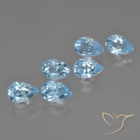Gemme di Topazio Celeste naturale da 3.20 ct, Forma a pera, VS