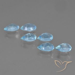 Gemme di Topazio Celeste naturale da 3.20 ct, Forma a pera, VS
