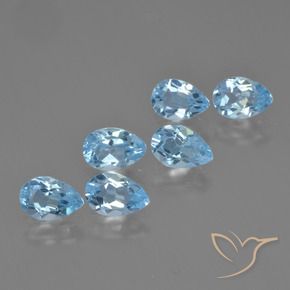 Gemme di Topazio Celeste naturale da 3.21 ct, Forma a pera, VS