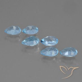 Gemme di Topazio Celeste naturale da 3.21 ct, Forma a pera, VS