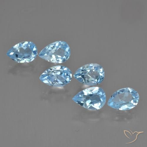 Gemme di Topazio Celeste naturale da 3.37 ct, Forma a pera, VS