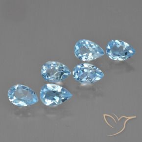 Gemme di Topazio Celeste naturale da 3.37 ct, Forma a pera, VS