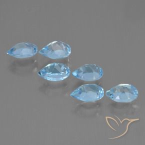 Gemme di Topazio Celeste naturale da 3.37 ct, Forma a pera, VS