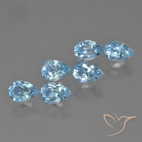 Gemme di Topazio Celeste naturale da 3.39 ct, Forma a pera, VS