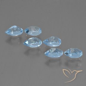 Gemme di Topazio Celeste naturale da 3.39 ct, Forma a pera, VS