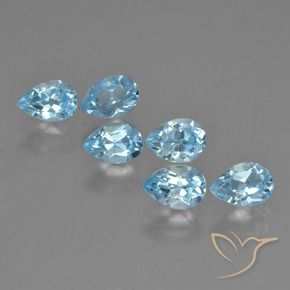 Gemme di Topazio Celeste naturale da 3.44 ct, Forma a pera, VS
