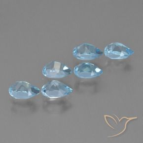 Gemme di Topazio Celeste naturale da 3.44 ct, Forma a pera, VS