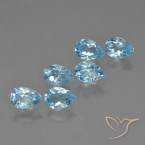 Gemme di Topazio Blu svizzero naturale da 3.30 ct, Forma a pera, VS
