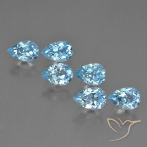 Gemme di Topazio Blu svizzero naturale da 3.67 ct, Forma a pera, VS