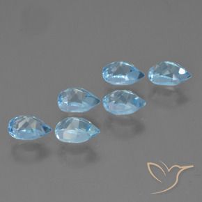 Gemme di Topazio Blu svizzero naturale da 3.67 ct, Forma a pera, VS