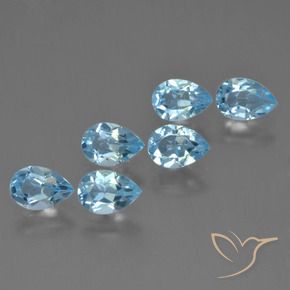 Gemme di Topazio Blu svizzero naturale da 3.15 ct, Forma a pera, VS