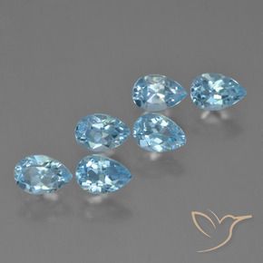 Gemme di Topazio Celeste naturale da 3.41 ct, Forma a pera, VS