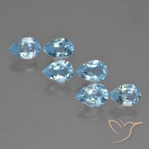 Gemme di Topazio Celeste naturale da 3.26 ct, Forma a pera, VS