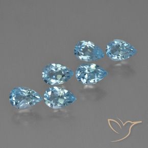 Gemme di Topazio Celeste naturale da 3.24 ct, Forma a pera, VS