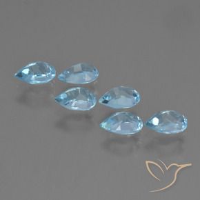 Gemme di Topazio Celeste naturale da 3.24 ct, Forma a pera, VS