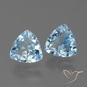 Gemme di Topazio Celeste naturale da 2.67 ct, Taglio trillion, VVS-VS